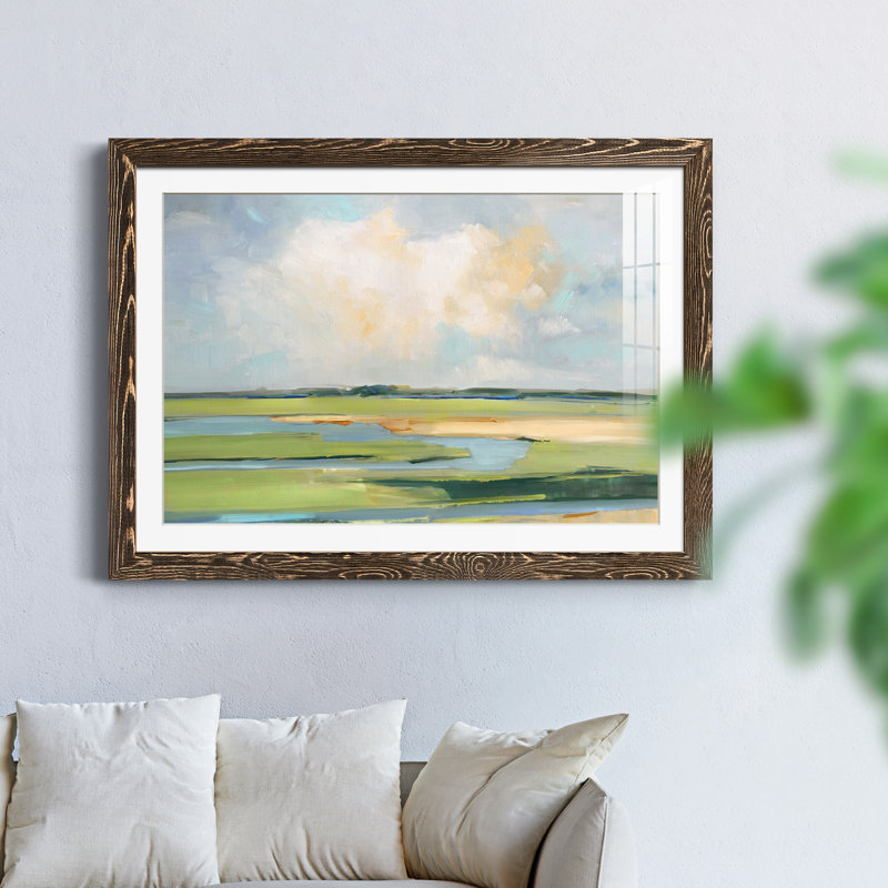 Pastel Horizon II - peinture encadrée, Encadré de bois de noyer, H 31,5 po x l 23,5 po x P 1,5 po
