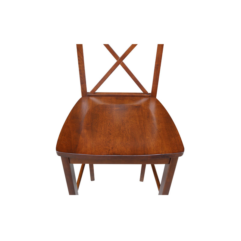 Tabouret de bar en bois massif Guzik, Espresso, Tabouret de bar (siège d'une hauteur de 29 po)