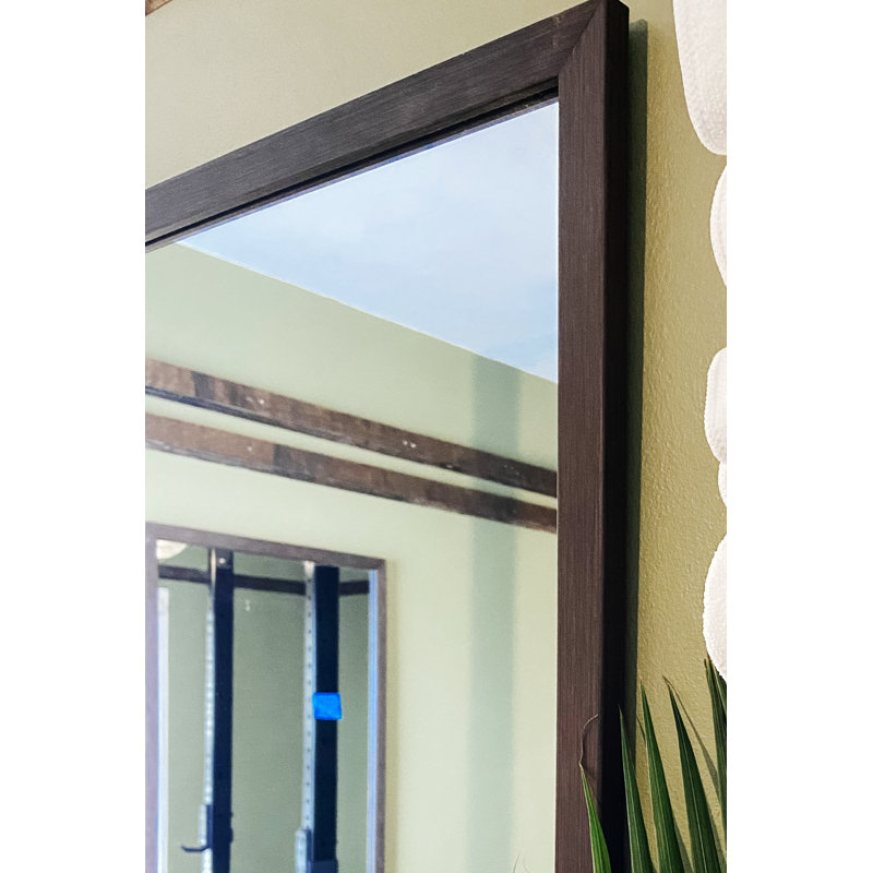 Wood Framed Mirror with Safety Backing Ideal for Bathroom / Vanity Mirror Ellis Collection, 36" x 54", Espresso Textured