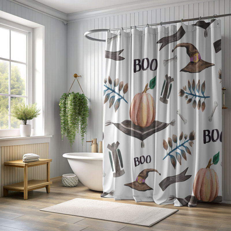 Rideau de douche standard 1 pièce Creepy Joy, H 74 po x l 35 po