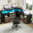 59'' Lift Top L Shaped Desk with Power Outlets & LED Lights-704845848