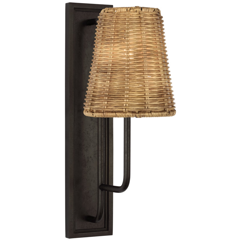 Rui 1 - Light Armed Sconce, Aged Iron, 14" H x 5" W x 7.5" D