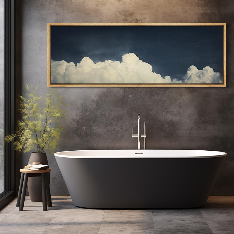 Clouds " Heavenly Cloudscape Serene Sky Rustic Retro Art Decor Extra Large Artwork Pictures ", 20" H x 60" W, Natural
