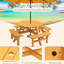 Repas d'extérieur moderne pour 8 personnes Modern, table de 43,3 po, quatre bancs élégants, supports renforcés dissimulés, système de parasol pour 2 personnes