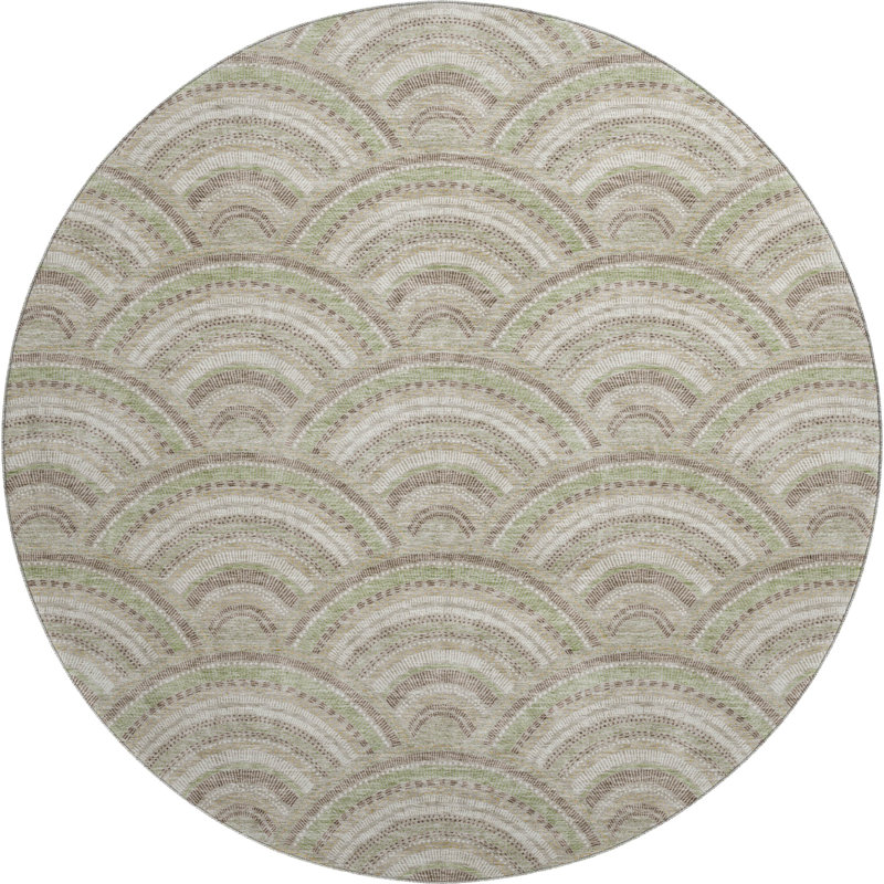 Premium Machine Washable Prisco Taupe Rug, Round 8'
