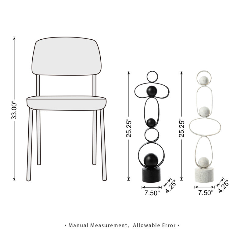 Ensemble de 2 décorations de table moderne en métal blanc / noir