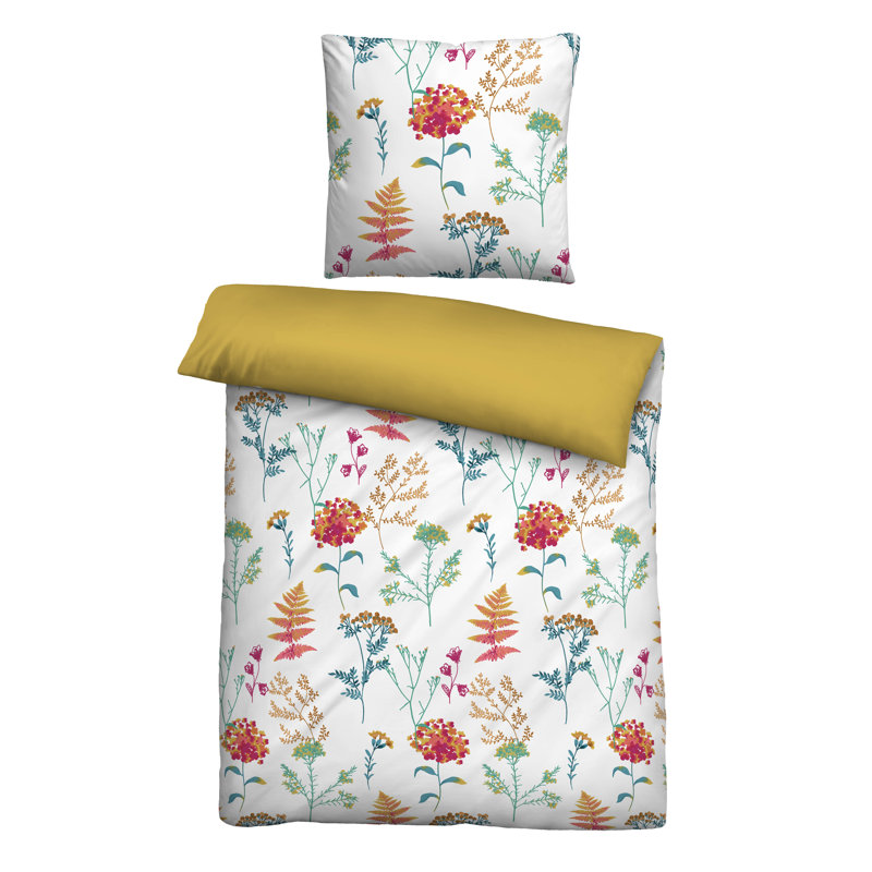 Cotton Floral Duvet Cover Set with Pillowcases, 135 x 200cm + 80 x 80cm