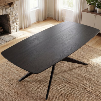 Table de salle à manger 69,3 "à piédestal rectangulaire avec structure en métal pour 4 à 6 personnes