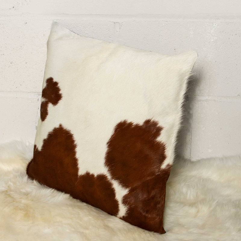 Brown and White Cowhide Throw Pillow Set