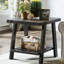 Table basse contemporaine en bois répliqué de couleur gris anthracite