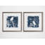 Indigo Bird - ensemble de 2 reproductions d'art sur toile encadrées