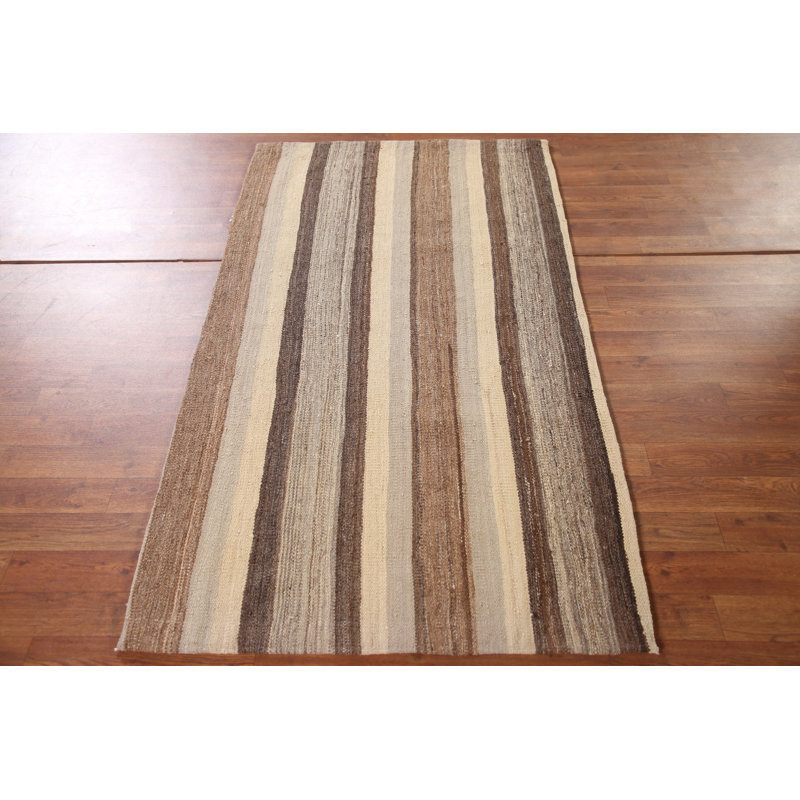 Tapis de vestibule rayé à motif oriental Kilim 3 x 5