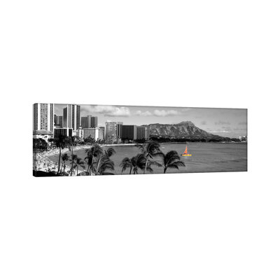 Waikiki Beach, Honolulu, Hawaii, USA Color Pop by Panoramic Images - Panoramic Gallery-Wrapped Canvas Giclée on Canvas