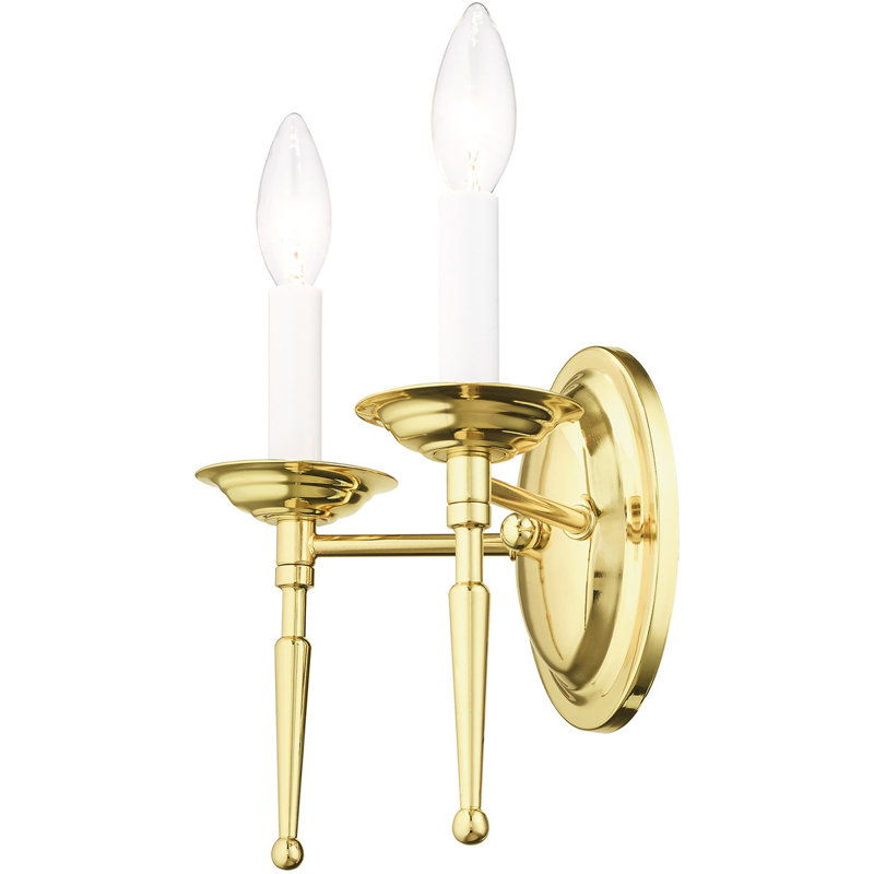 9.5 Wall Sconce | 2-Light Steel Base | Stylish & Durable, Polished Brass