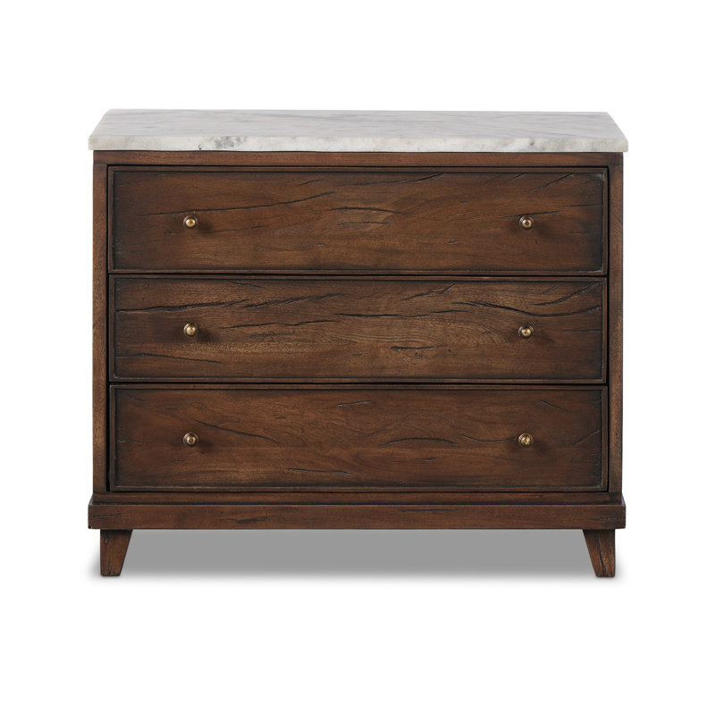 Odette Nightstand-antique Belgium Bleach, Brown/White