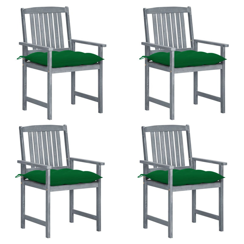 Chaise de patio avec coussins Dederang, gris, Vert