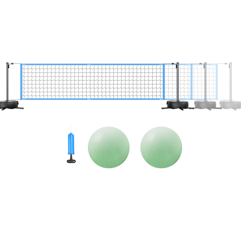 OXYGIE Pool Volleyball Net Games Set With Ball Adjustable Up To 32 Feet Wide