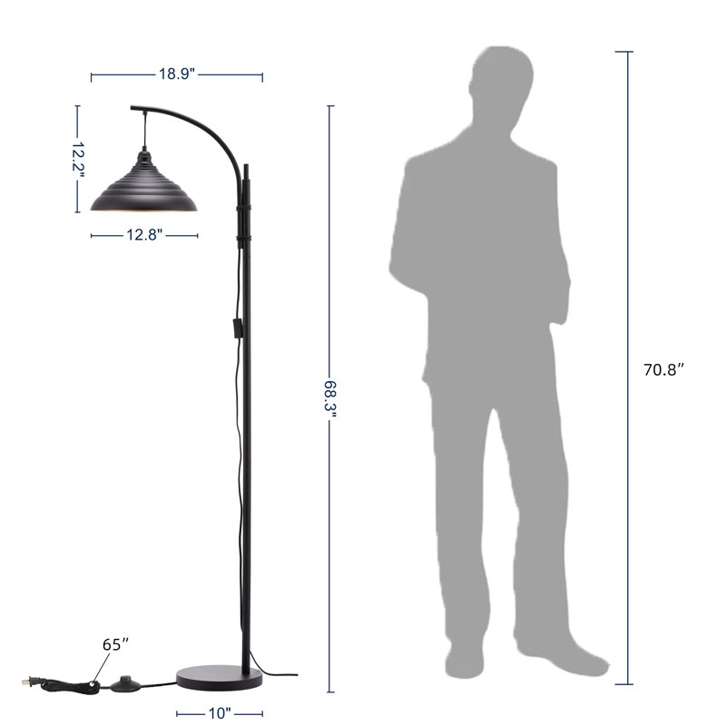 68.3'' Black Arched Floor Lamp 1-Light for Living Room