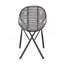 Chaise en métal noir avec coussins en similicuir gris clair - ensemble de 2