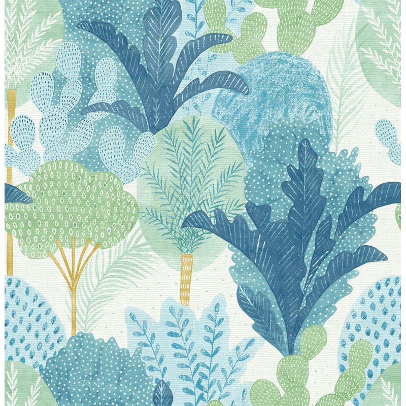 Rouleau de papier peint Isolde Desert Oasis L 33 pi x l 20,5 po, Bleu sarcelle