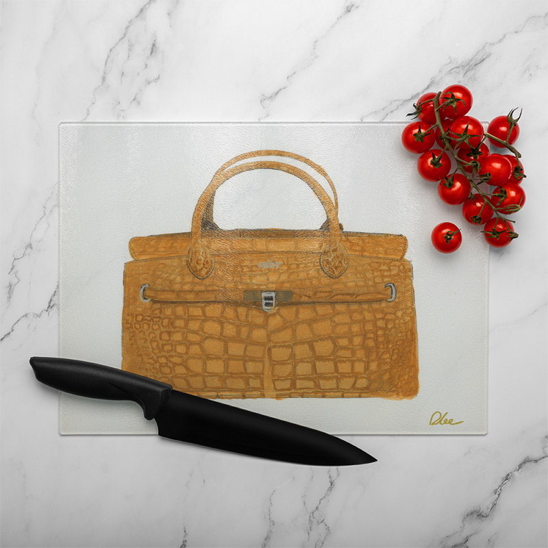 Stylish Bag Glass Chopping Board, 40cm L x 28cm W