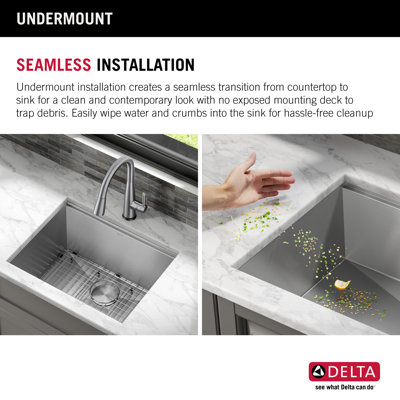 Évier de cuisine simple en acier inoxydable de calibre 16 Delta Rivet ™