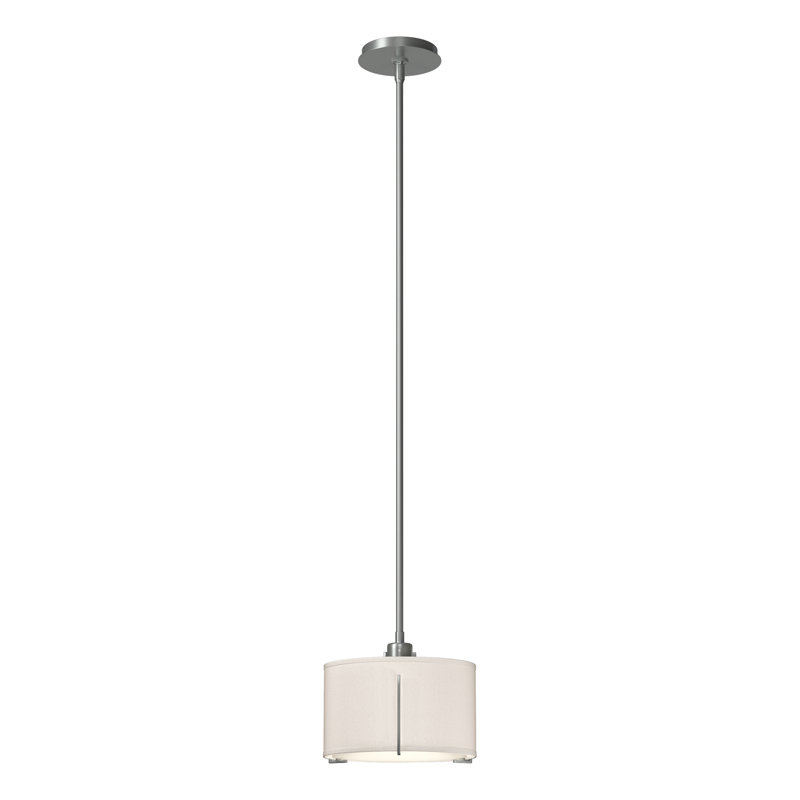 Exos 3 - Light Unique/Statement Drum Pendant, Vintage Platinum, Flax Shade, Small