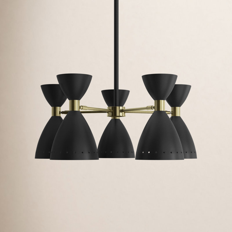 Bimini 5-Light Metal Geometric Shaded Chandelier, Black