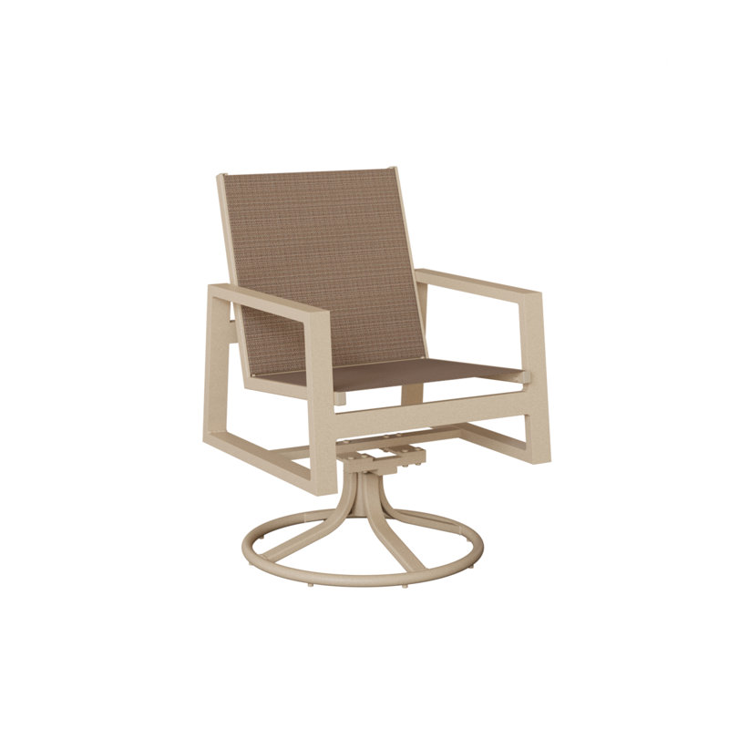 Chaise berçante pivotante en aluminium Ohlson Luna, Tweed taupe, Aluminium Luna multicolore