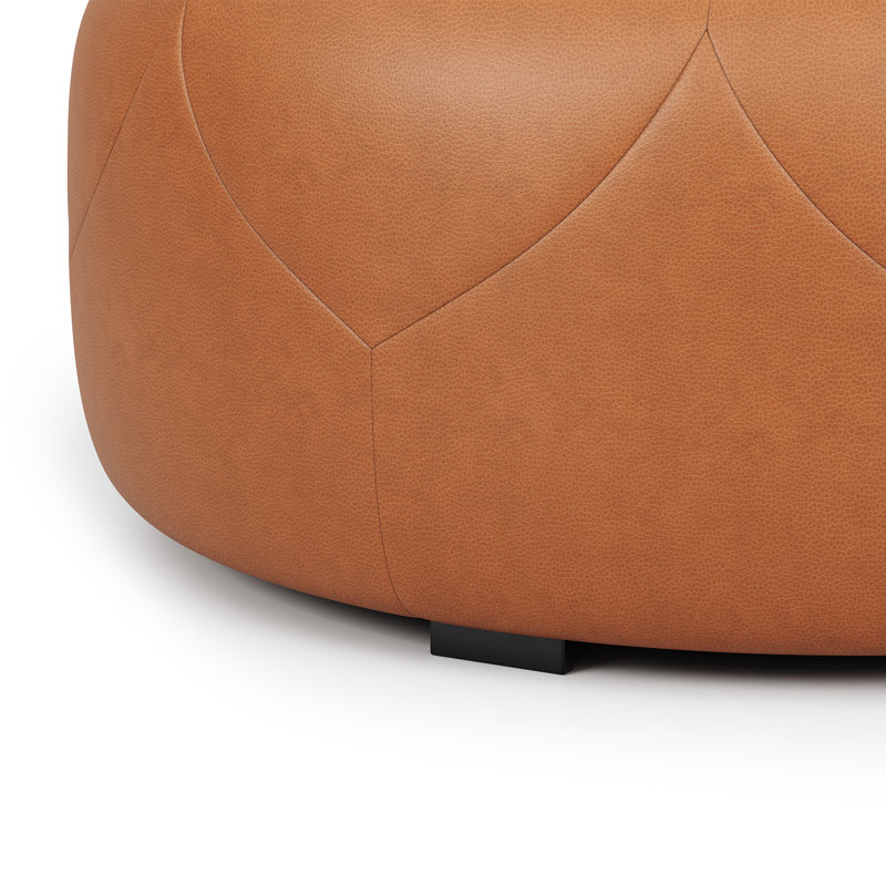 Repose-pieds en cuir Valencia Eddington - 100% cuir italien Nappa 11000 - mousse à haute résilience avec rembourrage en polyester (cognac)