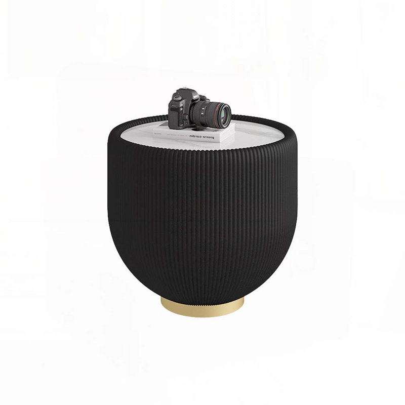Cup Shape Leather Coffee Table, Black