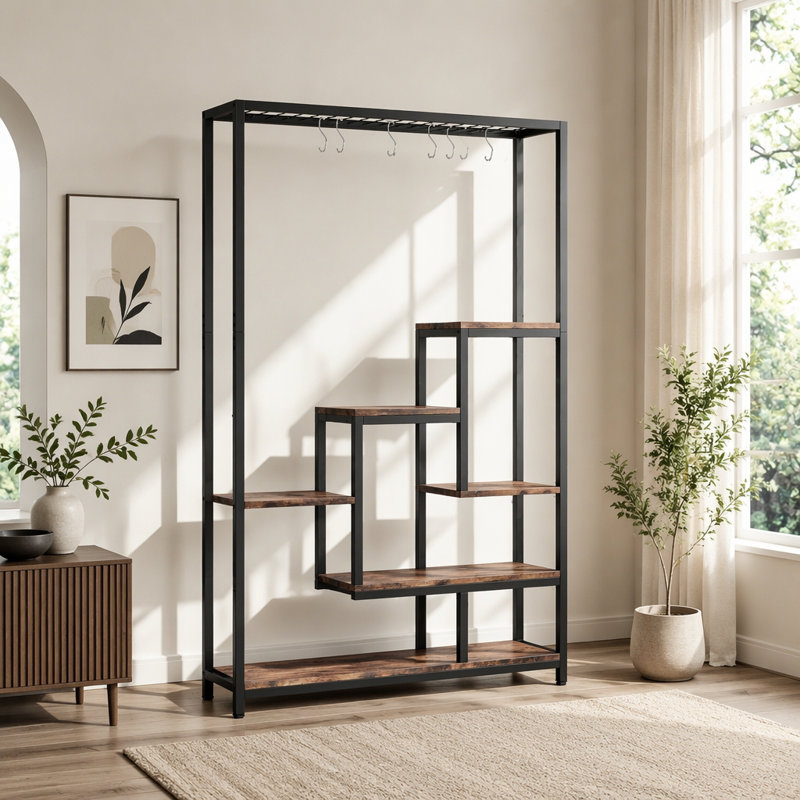 Support pour plante 70,9 ", grande tablette à bonsaï avec 6 crochets de suspension