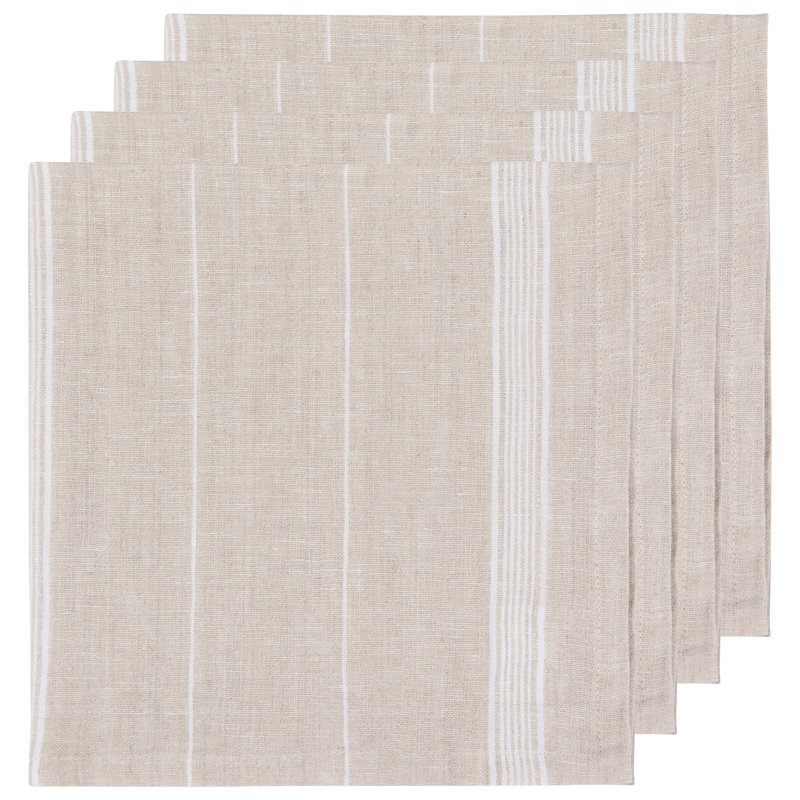 Ensemble de 4 serviettes en lin maison, Naturel
