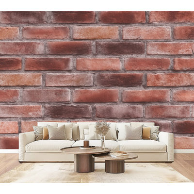Peel and Stick Wallpaper Red Brick Wall Print Subtle Rustic Details Wall Murals 69"H x 96"W Removable PVC Wall Paper Self-Adhesive Wall Decor for Bedroom Living Room Home Office