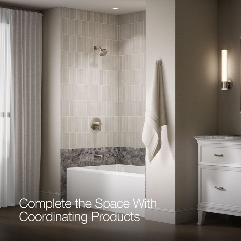 Elate Rite-Temp Bath And Shower Trim Kit With Push-Button Diverter, 2.5 Gpm, Brushed Nickel