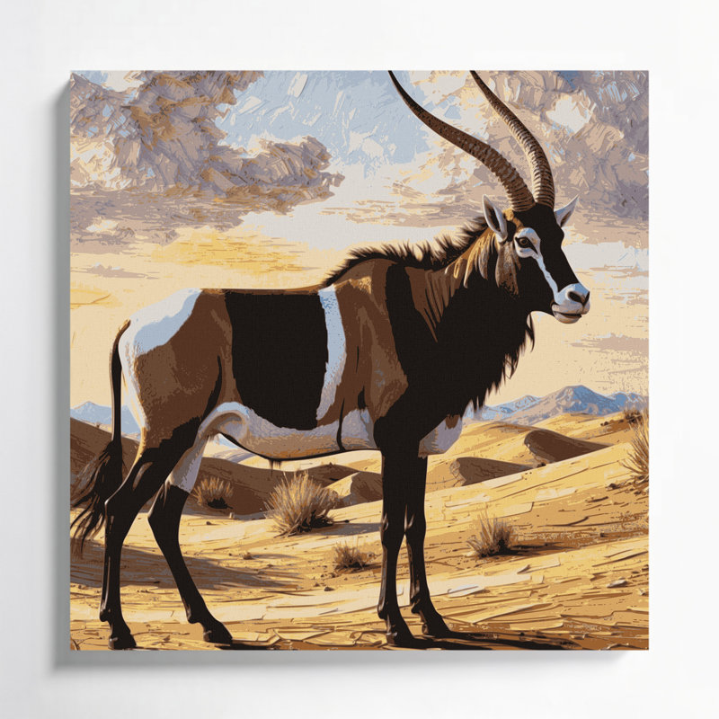 Faune Oryx beige, art mural sur toile, H 32 po x l 32 po