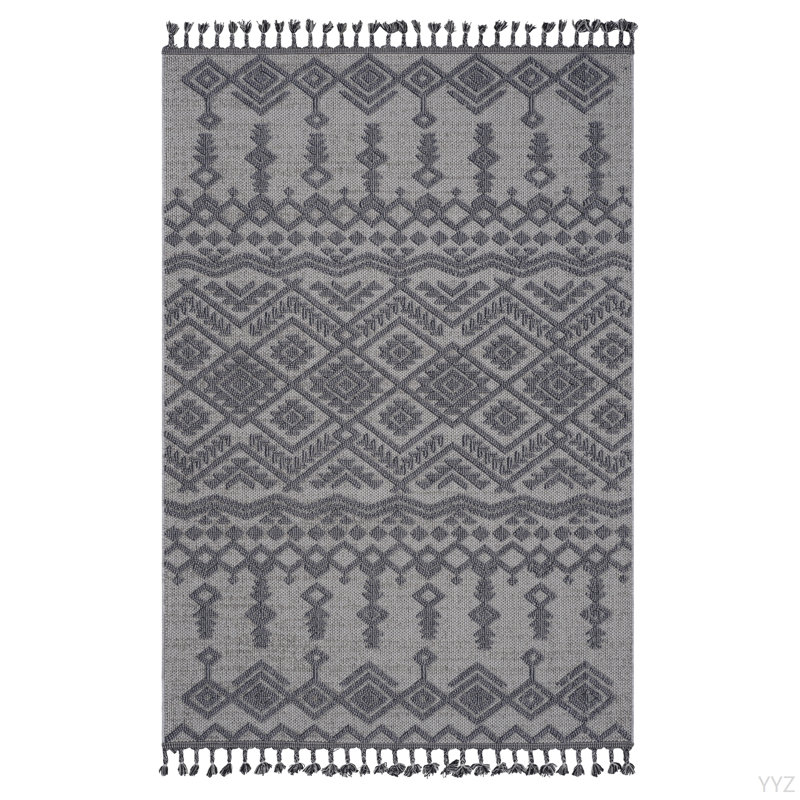 LOOM & LUXE Collection 6X9 White/Gray /Traditional Indoor/Outdoor Area Rug, Rectangle 6'7" x 7'9"
