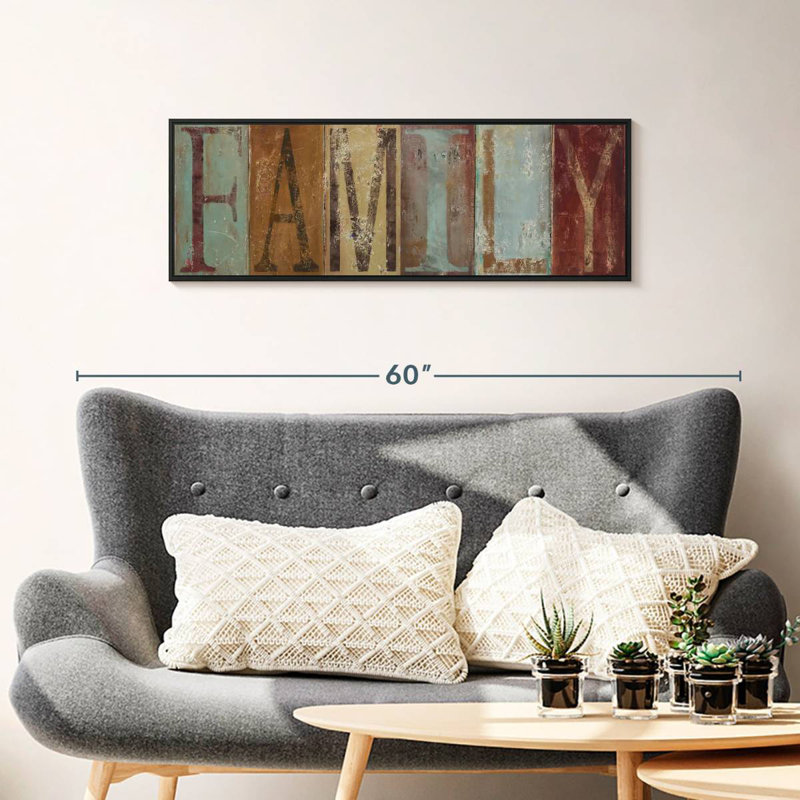 Plaque murale familiale, Cadre flottant noir, 37 po x 13 po