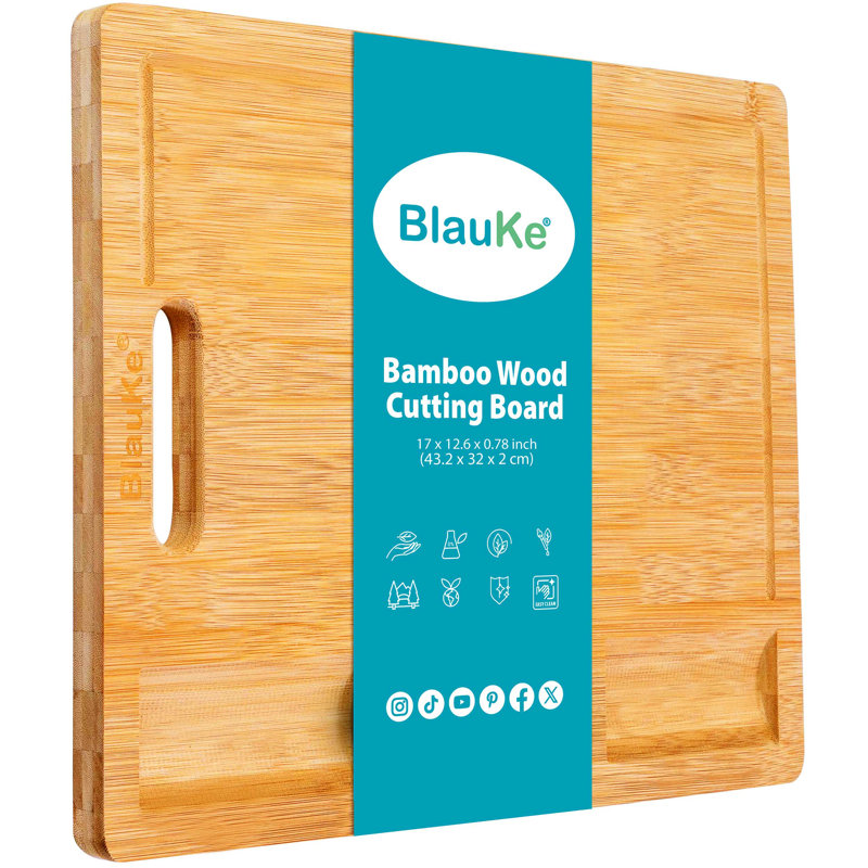  Wood Cutting Board for Kitchen 43x32cm - Extra Large Bamboo Cutting Board with Juice Groove, Butcher Block, Chopping Board