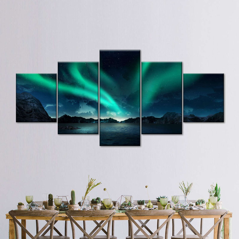 Ensemble de 5 pièces Aurora Sky sur toile, H 42 po x l 92 po x P 1,25 po