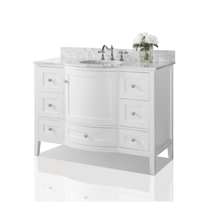 Lauren 48'' W Single Vanity, Brushed Nickel, White