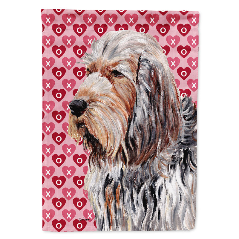 Drapeau de jardin à 2 côtés Avariella Cooper Love and Hearts, Chien à loutre (brun et gris)