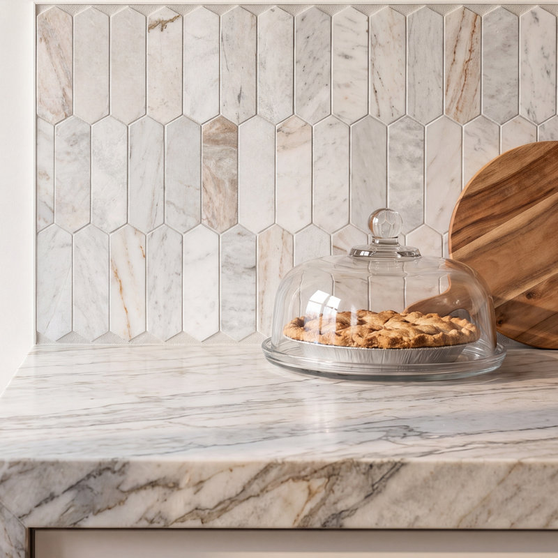 Carreau de mosaïque en marbre aiguisé pour plancher et mur Arabescato Venato 12 po x 12 po, Arabescato Venato