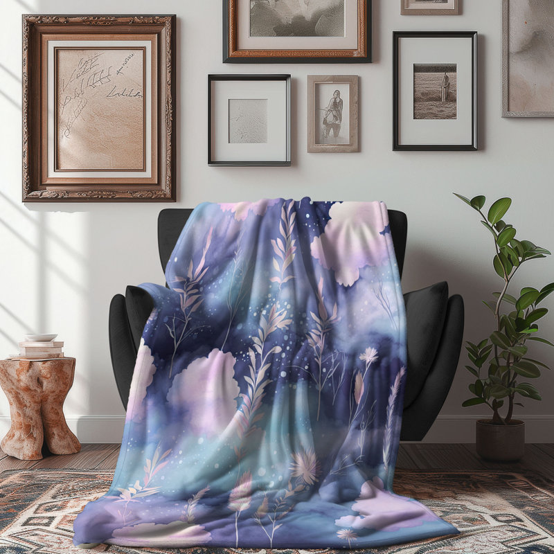 Sublime Watercolor Dreams - Jeté Sherpa de qualité supérieure 1 pièce, 50 po x 60 po