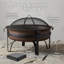 Foyer d'extérieur au feu de bois en acier avec couvercle DIDADI, poêle à cendres amovible, foyer d'extérieur au feu de bois de 34 po, rond, bronze foncé, pare-étincelles et tisonnier, foyer d'extérieur à chaudron en métal pour cour ou terrasse