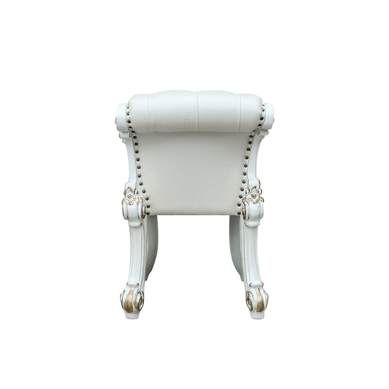 Tabouret de coiffeuse en cuir synthétique et perle antique