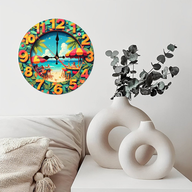 Décoration murale horloge Summer Beach Party