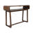 Modern Mango Wood & Travertine Console Table With Open Shelf And Sleek Curved Design