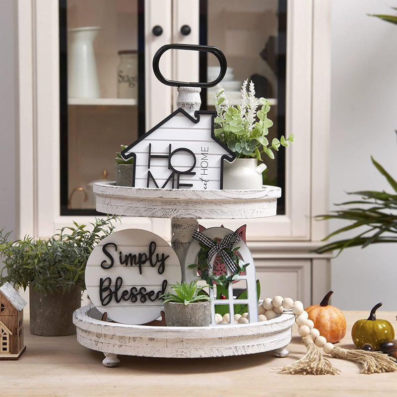 Ensemble de plateaux rustiques rustiques pour la maison et la cuisine pour plantes grasses et plantes