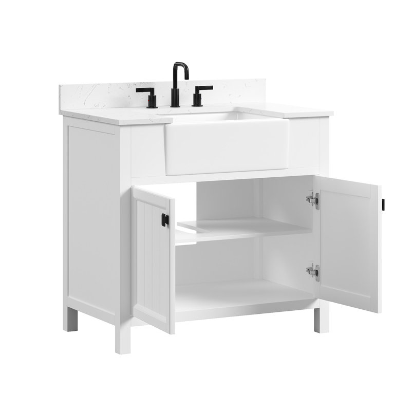 Adria 36'' Freestanding Single Bathroom Vanity with Engineered Stone Top